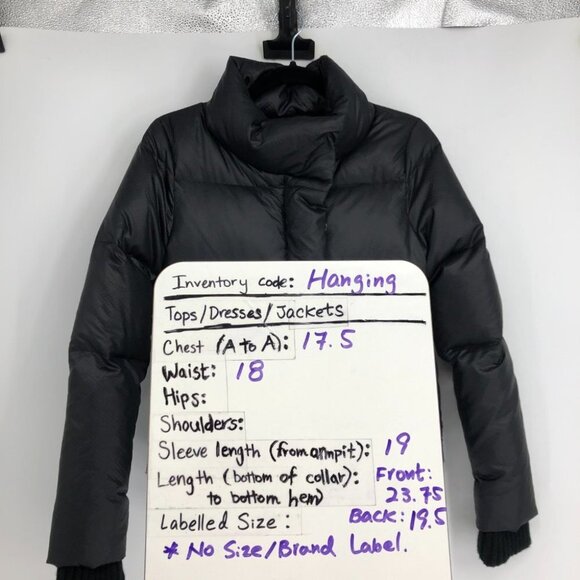 Black Puffer Bomber Jacket size ~Small Zipper front GUC - Picture 14 of 15